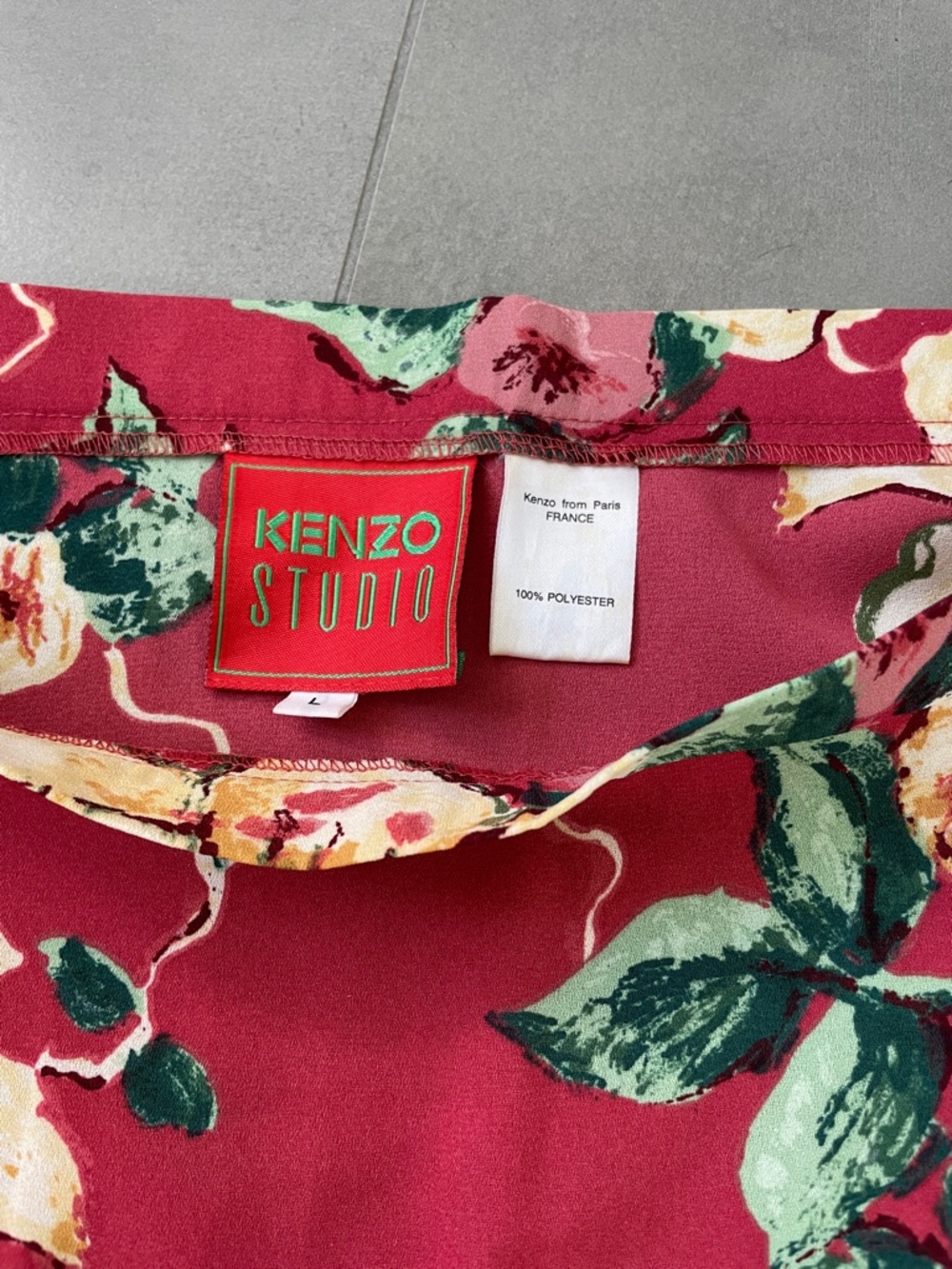 Kenzo Red Floral Circle Skirt with Cream & Green Accents - Picture 2 of 6